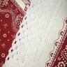 Скатерть "Птица", красная с кружевами, 150х250