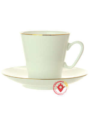 Чашка с блюдцем кофейная форма Черный кофе рисунок Золотой кантик ИФЗ